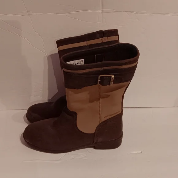Dublin Estuary Western Cozy Cabin Brown Two Tone Leather Riding Boots Size 6.5